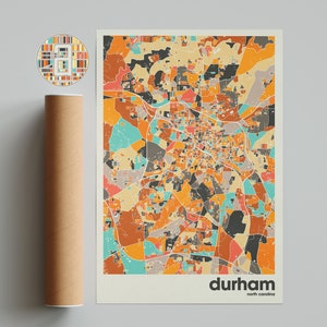 Durham Map Print, Colorful Map, Minimalist Durham Print, Durham City Map, Office Decor, Beige Wall Decor, Art Prints, Printable Art