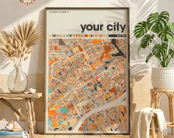 Personalized City Map Print – Custom Travel Poster Digital Download for New Home Office Decor
