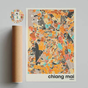 Mapa de Chiang Mai, Impressão de Mapa de Chiang Mai, Mapa Minimalista, Impressão da Tailândia, Decoração Minimalista, Arte de Parede para Imprimir, Sala de Estar, Decoração de Casa, Galeria