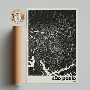 Mapa de Sao Paulo, Impresión del mapa de Sao Paulo, Mapa minimalista, Impresión de Brasil, Decoración minimalista, Arte de pared imprimible, Sala de estar, Decoración del hogar, Único