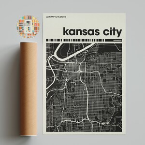 Kansas City Map Art Print: Minimalist Office Wall Decor