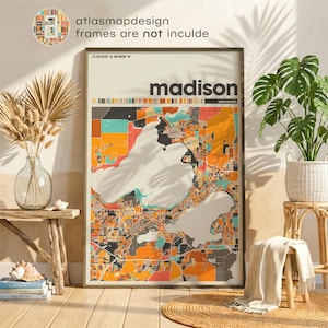Madison Wisconsin City Map Print – Colorful Minimalist Poster Wall Art for Home or Office image 1