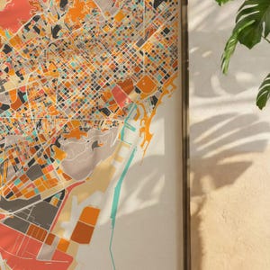 Mapa Barcelony w Hiszpanii, kolorowy minimalistyczny plakat artystyczny, dekoracja ścienna mapy Barcelony, prezent podróżny, dekoracja biura domowego zdjęcie 3