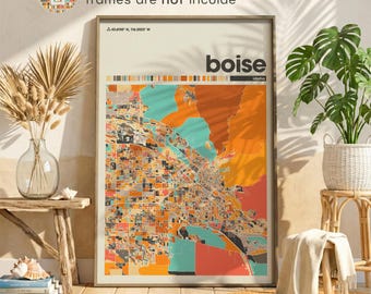 Boise Idaho Colorful Map Print, City Street Map Wall Art, ID Poster, Home Office