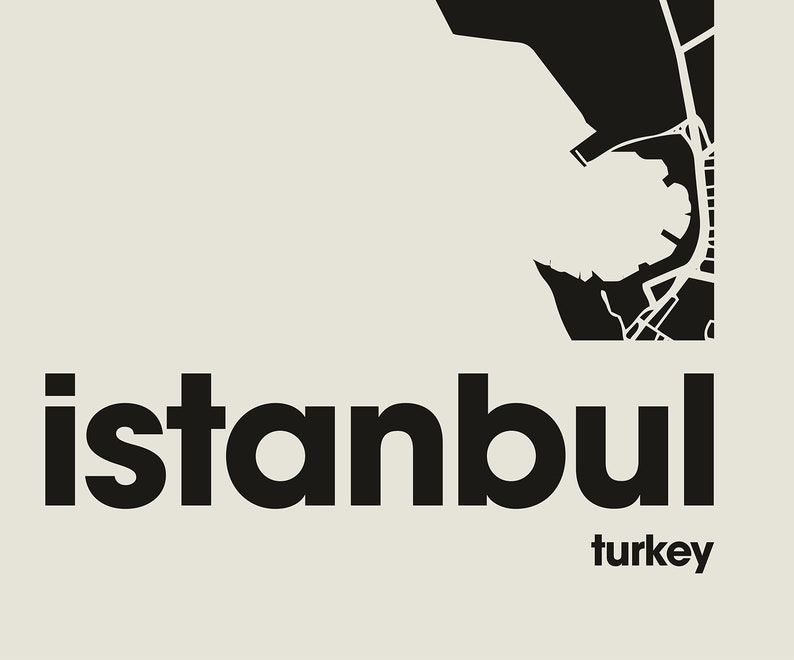 Istanbul City Map, Turkey City Map, Minimalist City Map, Modern City ... - Minimalist City Home Decor