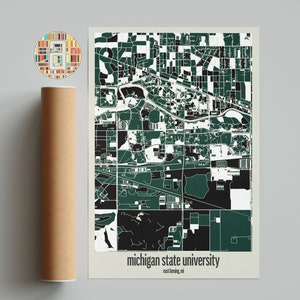 Michigan State University, Graduation Gift, Wall Art, Campus Map, Graduation Illustration Map, Minimalist Art, Graduation poster