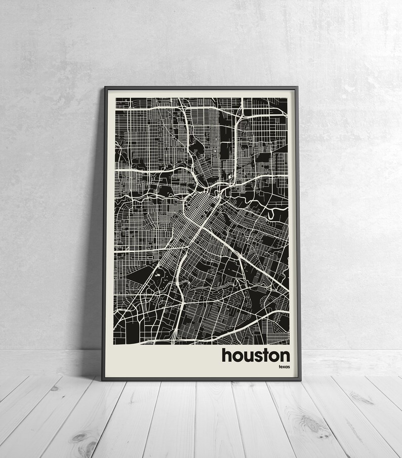 Houston Colorful Map City of Houston Map Houston Minimalist - Etsy