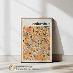 Mappa di Columbus, Ohio, Mappa della città di Columbus, Mappa minimalista di Columbus, Stampa di Columbus, Poster di Columbus, Arte di Columbus, Mappa di Columbus, Ohio
