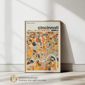 Cincinnati Map Print - Office Minimalist City of Cincinnati Poster, Ohio City Map Wall Art, Modern Home Decor Gift