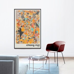 Chiang Mai Thailand City Map Print - Minimalist Wall Art, Home Decor, Living Room Gallery image 14