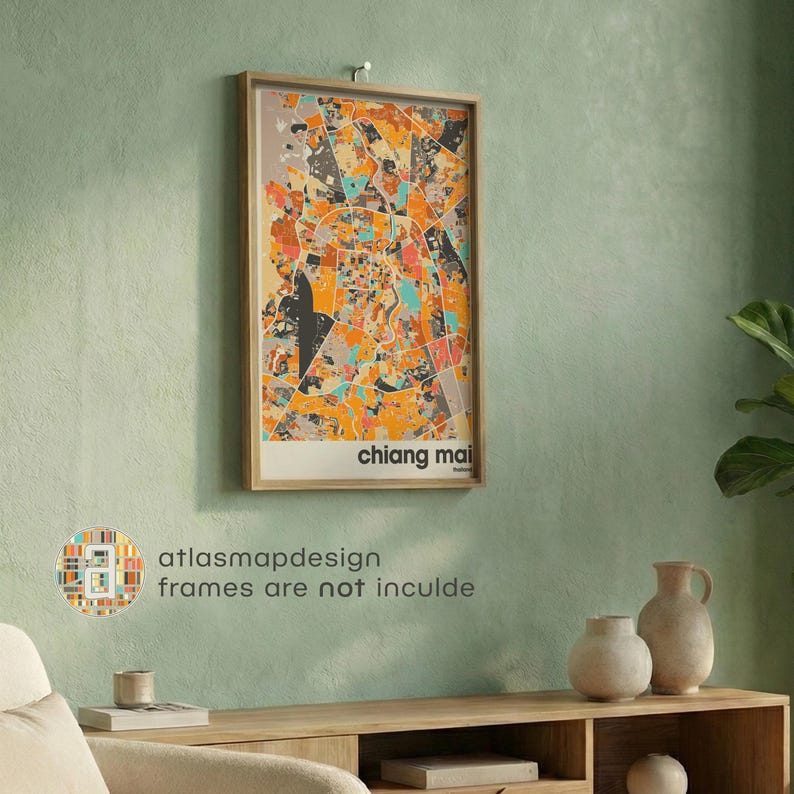Chiang Mai Thailand City Map Print - Minimalist Wall Art, Home Decor, Living Room Gallery image 19