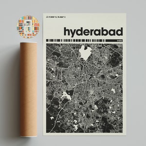 Hyderabad, Impressão de mapa de Hyderabad, Mapa minimalista, Impressão da Índia, Decoração minimalista, Arte de parede para impressão, Sala de estar, Decoração para casa, Parede de galeria