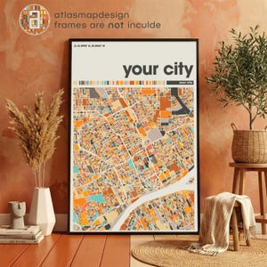 Custom Colorful City Map Print Set of 3 Personalized Travel Wall Poster Home Office image 12