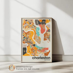 Charleston South Carolina Map Print: Minimalist Beige Wall Art