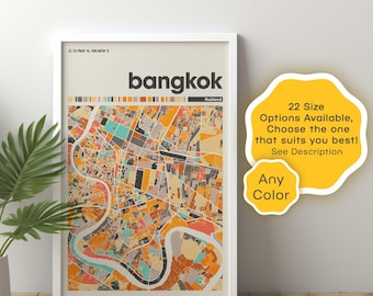 Bangkok City Map Art Print: Modern Travel Poster (Digital Download)