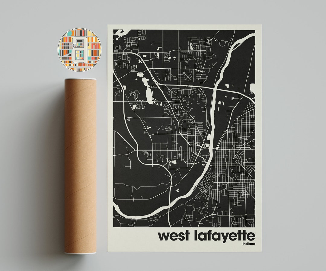 West Lafayette Map, West Lafayette Map Print, Minimalist Map, Indiana