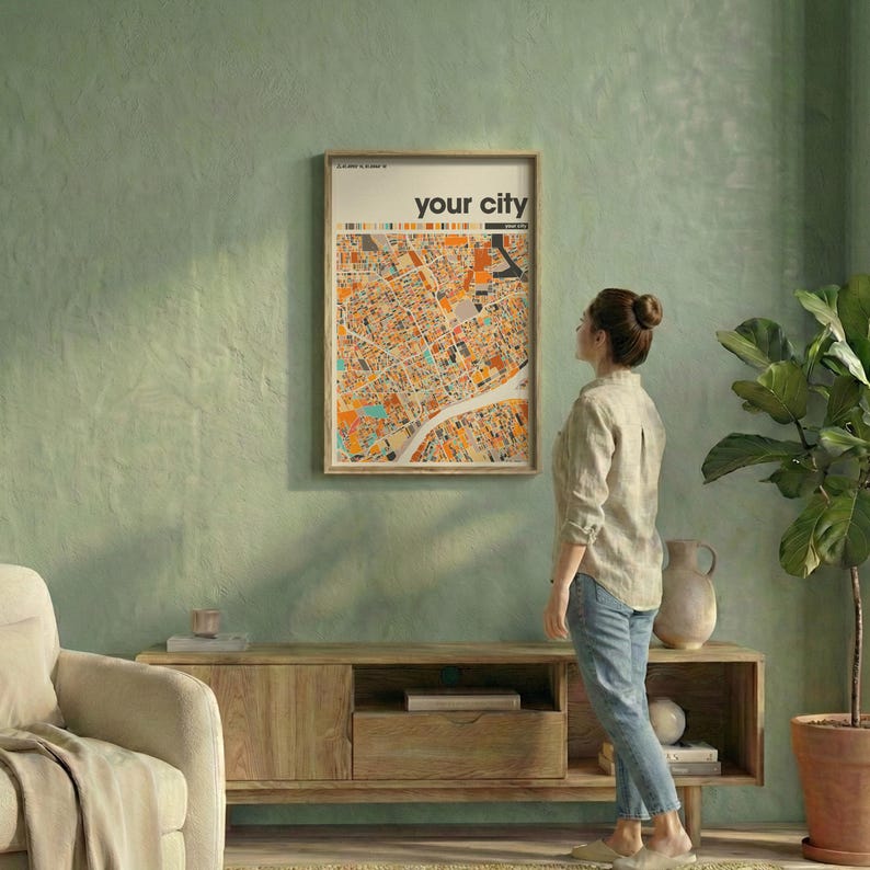 Custom Colorful City Map Print Set of 3 Personalized Travel Wall Poster Home Office image 19