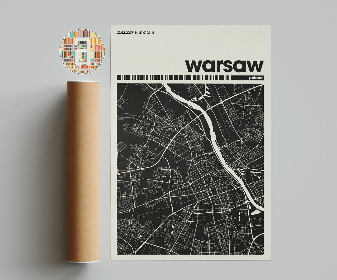 Warsaw Map, Warsaw Map Print, Minimalist Map, Poland Print, Minimalist ...