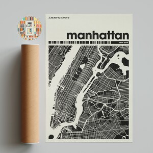 Manhattan City Map, New York City Map, Minimalist City Map, Modern City Map, Custom City Poster, Wall Art Print, Home Decor, Office Decor