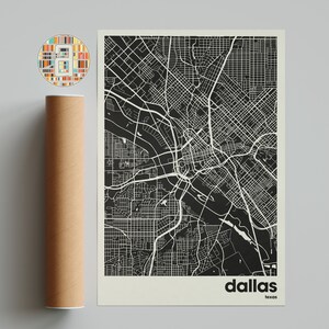 Mapa da cidade de Dallas, mapa da cidade do Texas, mapa da cidade minimalista, mapa da cidade moderno, pôster personalizado da cidade, impressão de arte de parede, decoração para casa, decoração de escritório