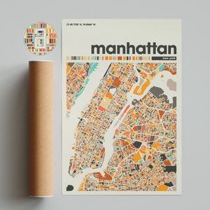 Manhattan Colorful Map, City of Manhattan Map, Manhattan Minimalist  Map, Manhattan Print, Manhattan Poster, Manhattan Art, Map of Manhattan