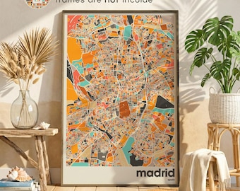 Madrid Spain City Map Print – Minimalist Wall Art Poster for Home or Office Decor