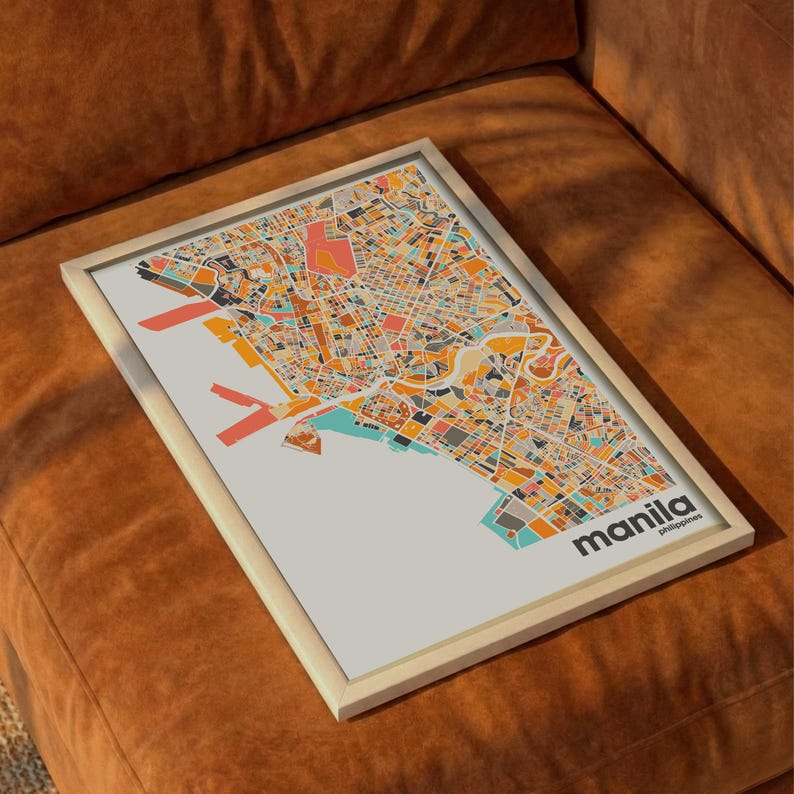 Color Manila Map Custom Manila Philippines Colorful Map Printable – Personalized City ...