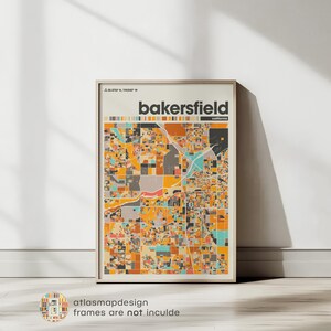 Bakersfield California Map Art Print: Minimalist City Poster