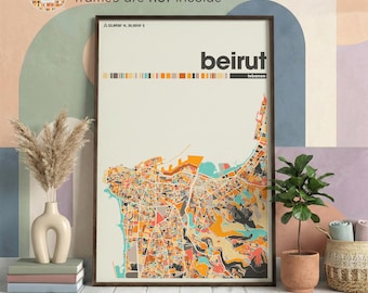 Beirut City Map Print - Minimalist Lebanon Wall Art, ModernPoster, Custom Home Office Decor Gift