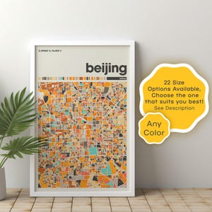 Peking China Karte Digitaler Download | Sofortige Wandkunst, druckbares Reise-Poster, modernes Wohndekor, Geschenk für Reisende