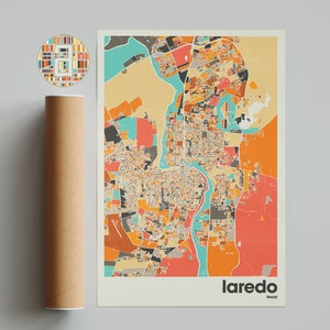 Laredo Map Print, Colorful Map, Minimalist Laredo Print, Texas City Map, Office Decor, Beige Wall Decor, Art Prints, Printable Art