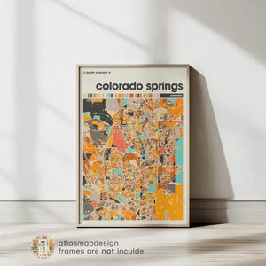 Colorado Springs Map Print, Colorful Minimalist City Map Art, Modern Colorado Springs Wall Decor, Travel Gift, Home Office Poster