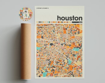 Houston Map, Houston Map Print, Minimalist Map, Texas Print, Minimalist Decor, Printable Wall Art, Living Room, Home Decor, Gallery Wall,