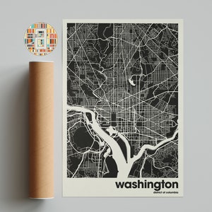 Stadskaart van Washington, stadskaart van DC, minimalistische stadskaart, moderne stadskaart, aangepaste stad poster, kunst aan de muur print, woondecoratie, kantoordecor