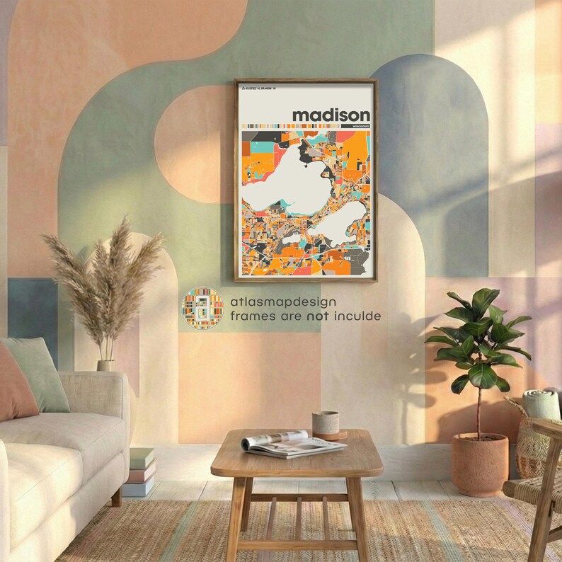 Madison Wisconsin City Map Print – Colorful Minimalist Poster Wall Art for Home or Office image 7