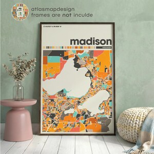 Madison Wisconsin City Map Print – Colorful Minimalist Poster Wall Art for Home or Office image 15