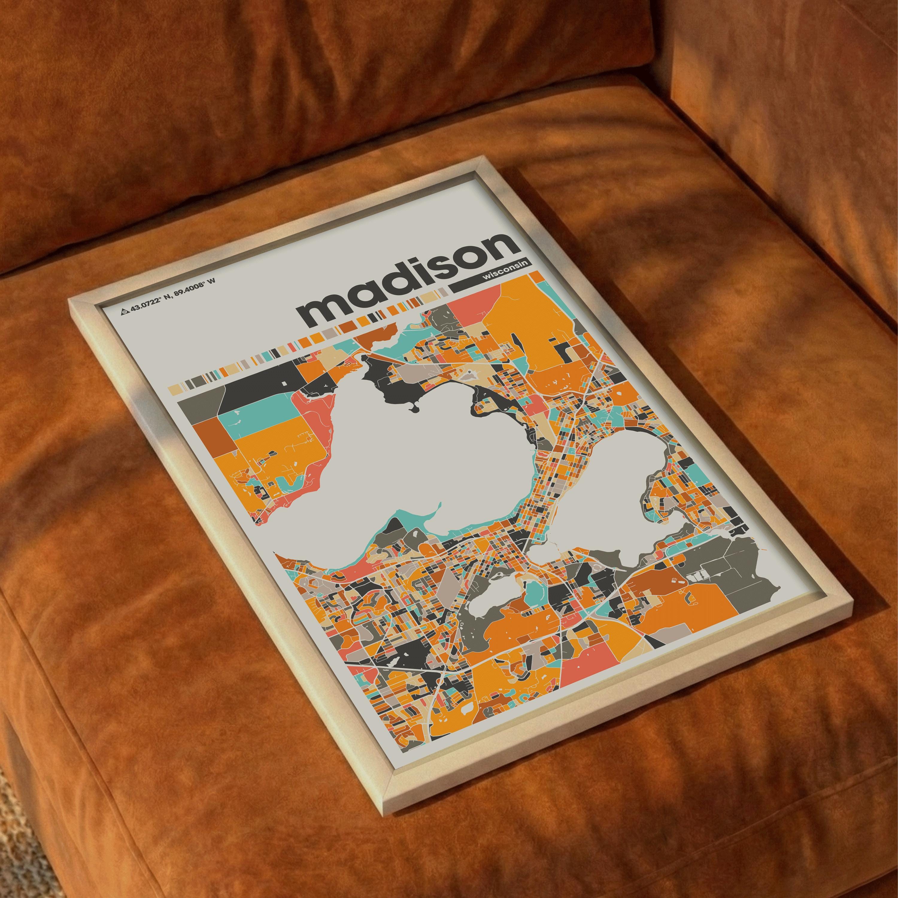 Custom Madison Colorful City Map Printable – Personalized Wisconsin ...