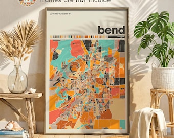 Bend Oregon Colorful City Map Print, Street Wall Art, OR Poster, Office Decor