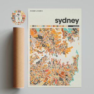 Sydney Colorful Map, City of Sydney Map, Sydney Minimalist  Map, Sydney Print, Sydney Poster, Sydney Art, Map of Sydney