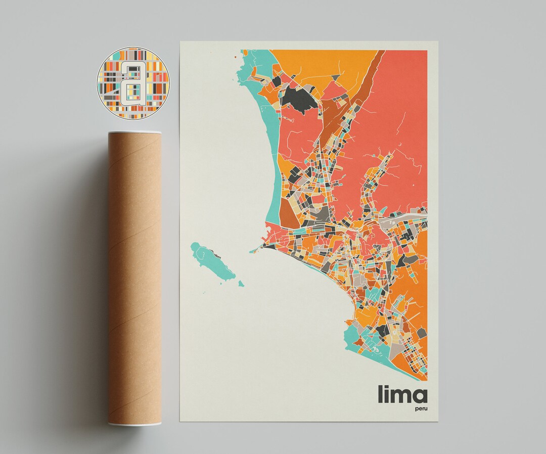 Lima Map Print, Colorful Map, Minimalist Lima Print, Peru City Map ...