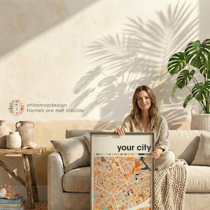 Custom Colorful City Map Print Set of 3 Personalized Travel Wall Poster Home Office image 10