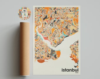 Istanbul Colorful Map, City of İstanbul Map, İstanbul Minimalist  Map, İstanbul Print, İstanbul Poster, İstanbul Art, Map of İstanbul,