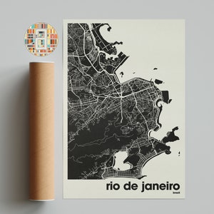 Mapa de la ciudad de Río de Janeiro, Mapa de la ciudad de Brasil, Mapa de la ciudad minimalista, Mapa de la ciudad moderna, Póster de ciudad personalizado, Impresión de arte de pared, Decoración del hogar, Decoración de oficina