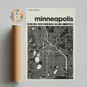 Minneapolis Karte, Minnesota Karte, Minimalistischer Stadtplan, Moderne Stadt Karte, Individuelle Stadt Poster, Wand Kunst, Home Dekor, Büro Dekor