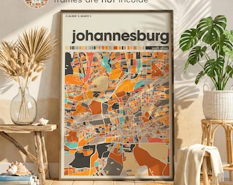 Johannesburg South Africa Map Print – Colorful Minimalist City Poster Wall Art for Home or Office