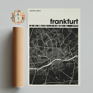 Frankfurt Karte, Frankfurt Karte Druck, minimalistische Karte, Deutschland Druck, minimalistisches Dekor, druckbare Wandkunst, Wohnzimmer, Dekoration, Galerie
