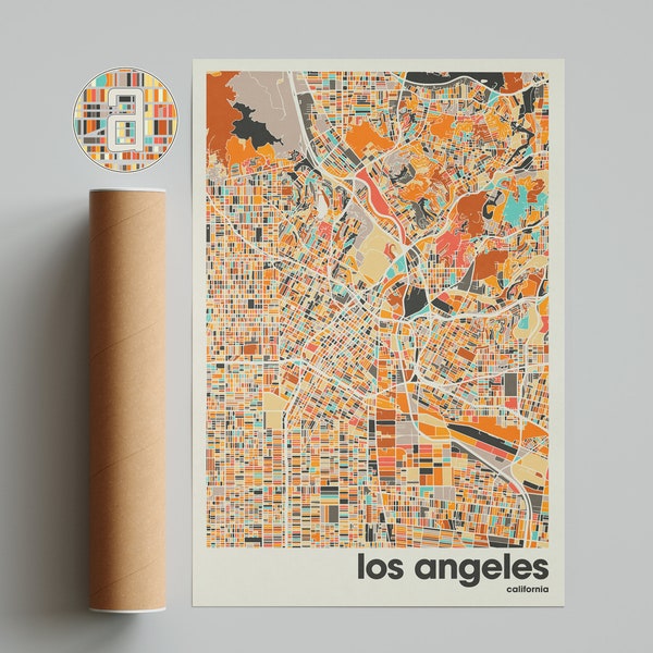 Los Angeles Colorful Map, City of Los Angeles Map, Los Angeles Minimalist  Map, Los Angeles Print, Los Angeles Poster, California City Map