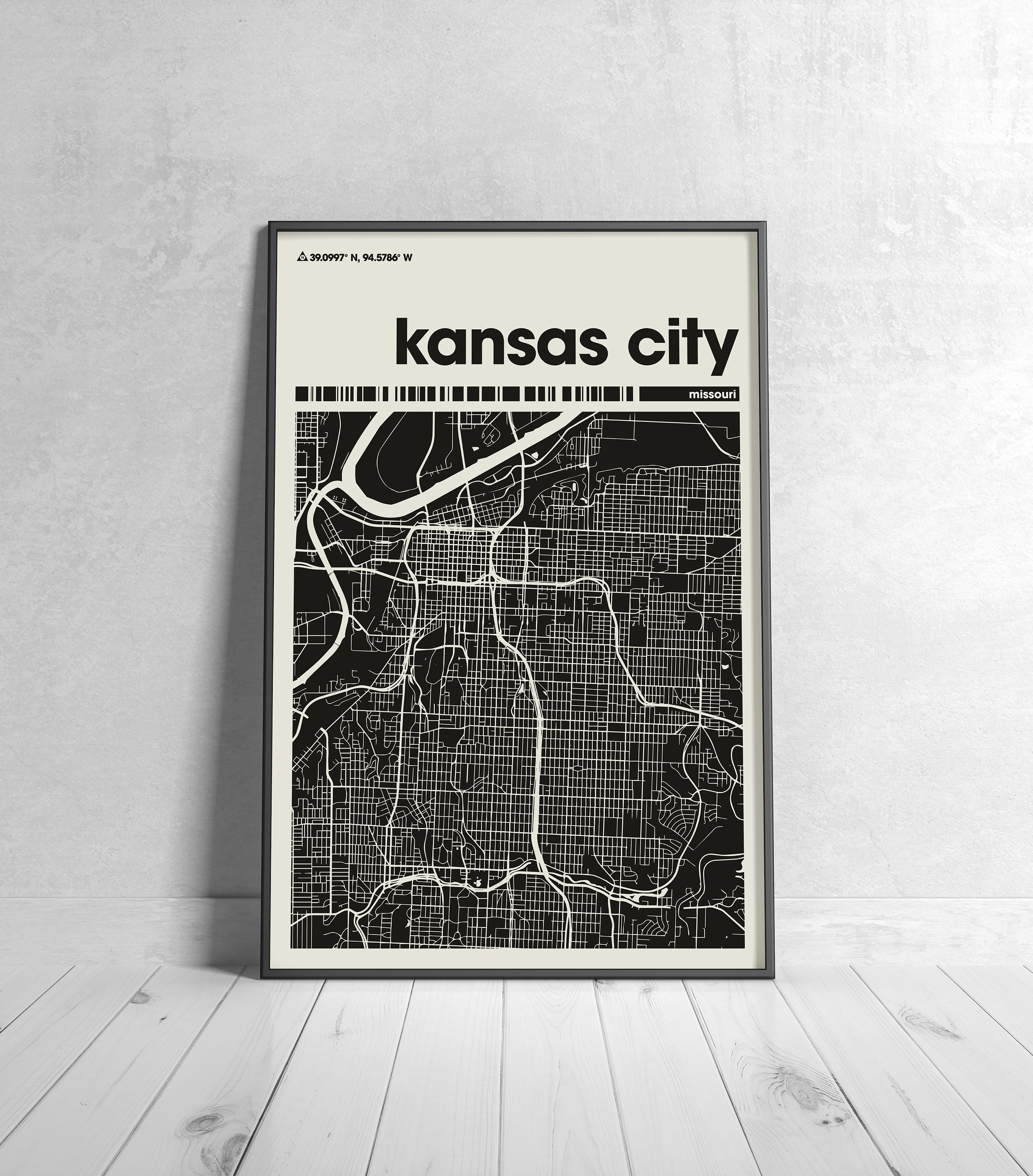 Kansas City Map Print, Colorful Map, Minimalist Kansas City Print