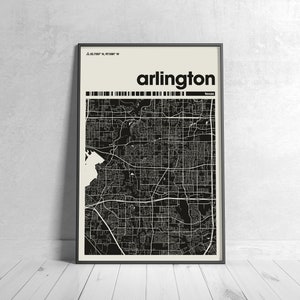 Arlington Texas City Map Art Print: Minimalist Home Decor