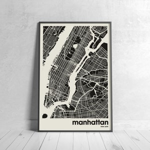 Manhattan Map, Manhattan Map Print, Minimalist Map, New York Print ...